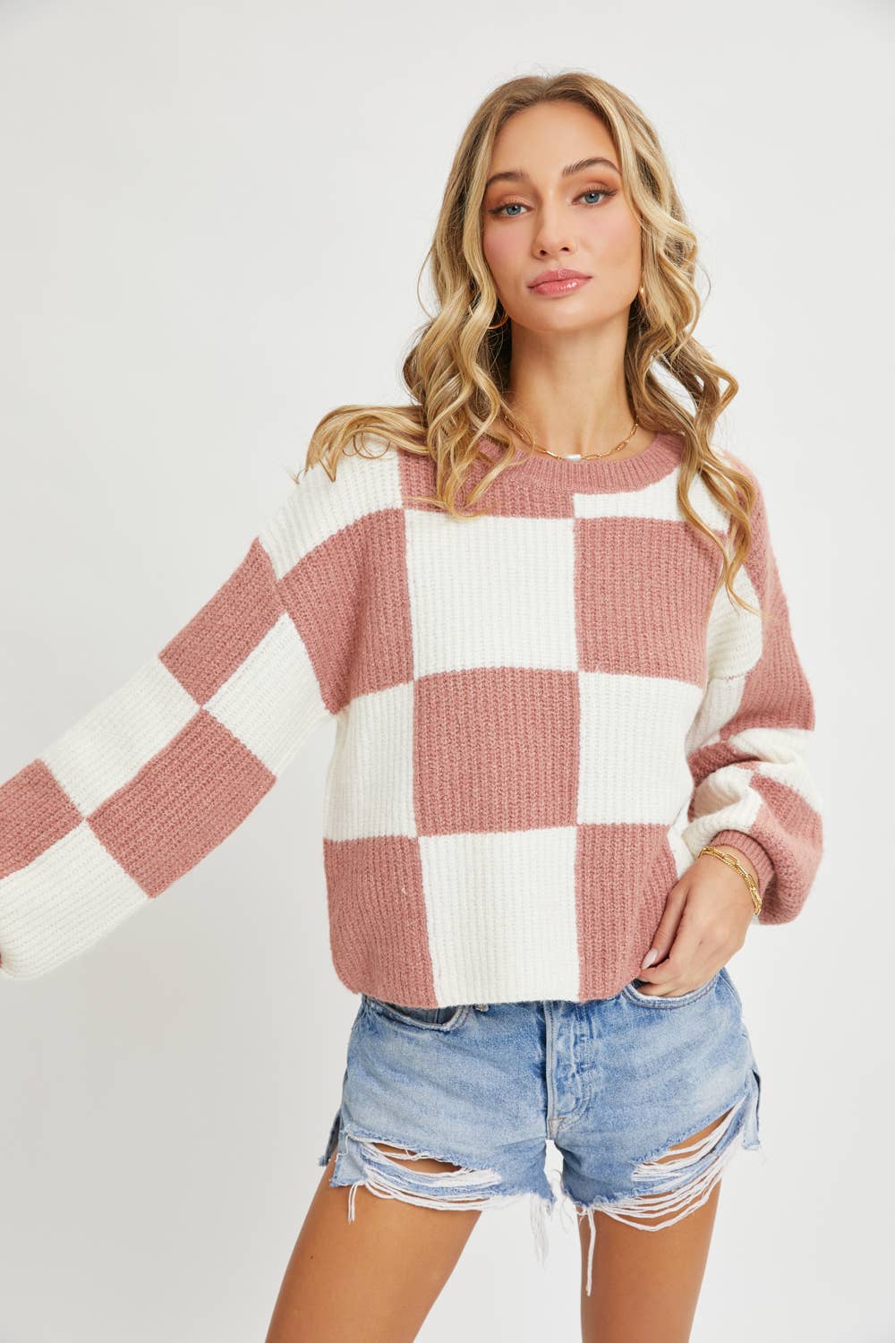 Abby Checker Print Ultra Soft Sweater