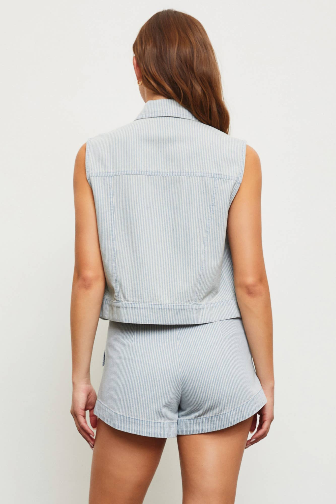 Andrea Pinstripe Denim Vest