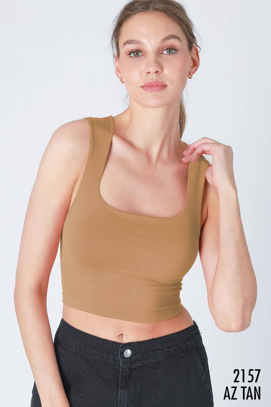 Clean Line Square Neck Cropped Tank Top