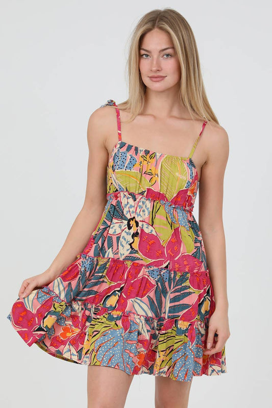 Taylor Tropical Print Mini Sundress