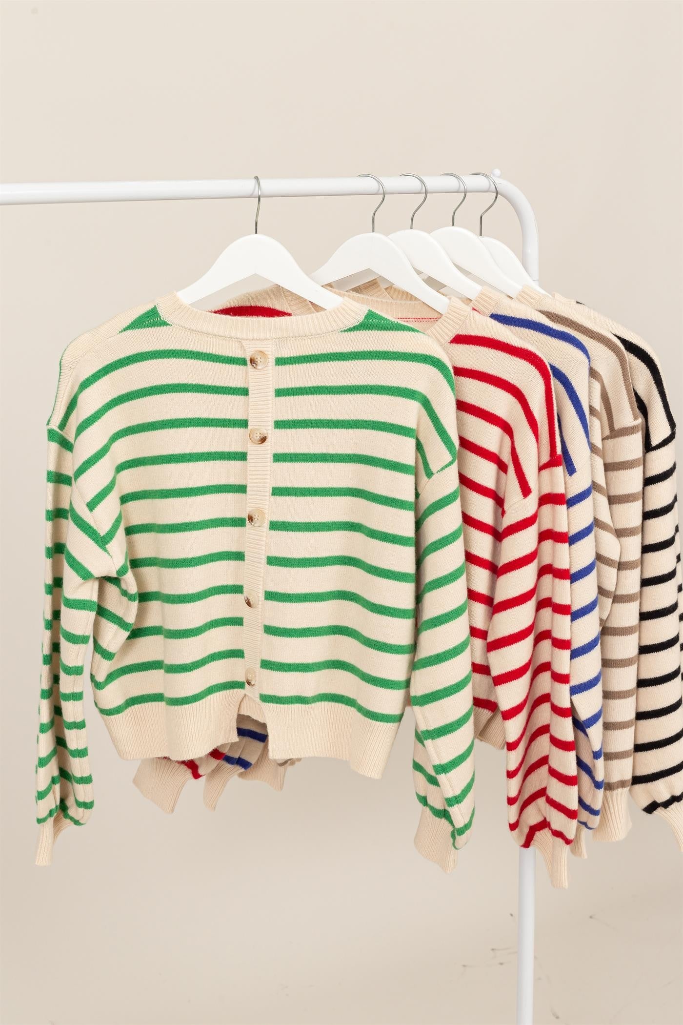 Lila Button Back Stripe Sweater