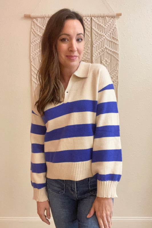 Katie Wide Stripe Collared Sweater