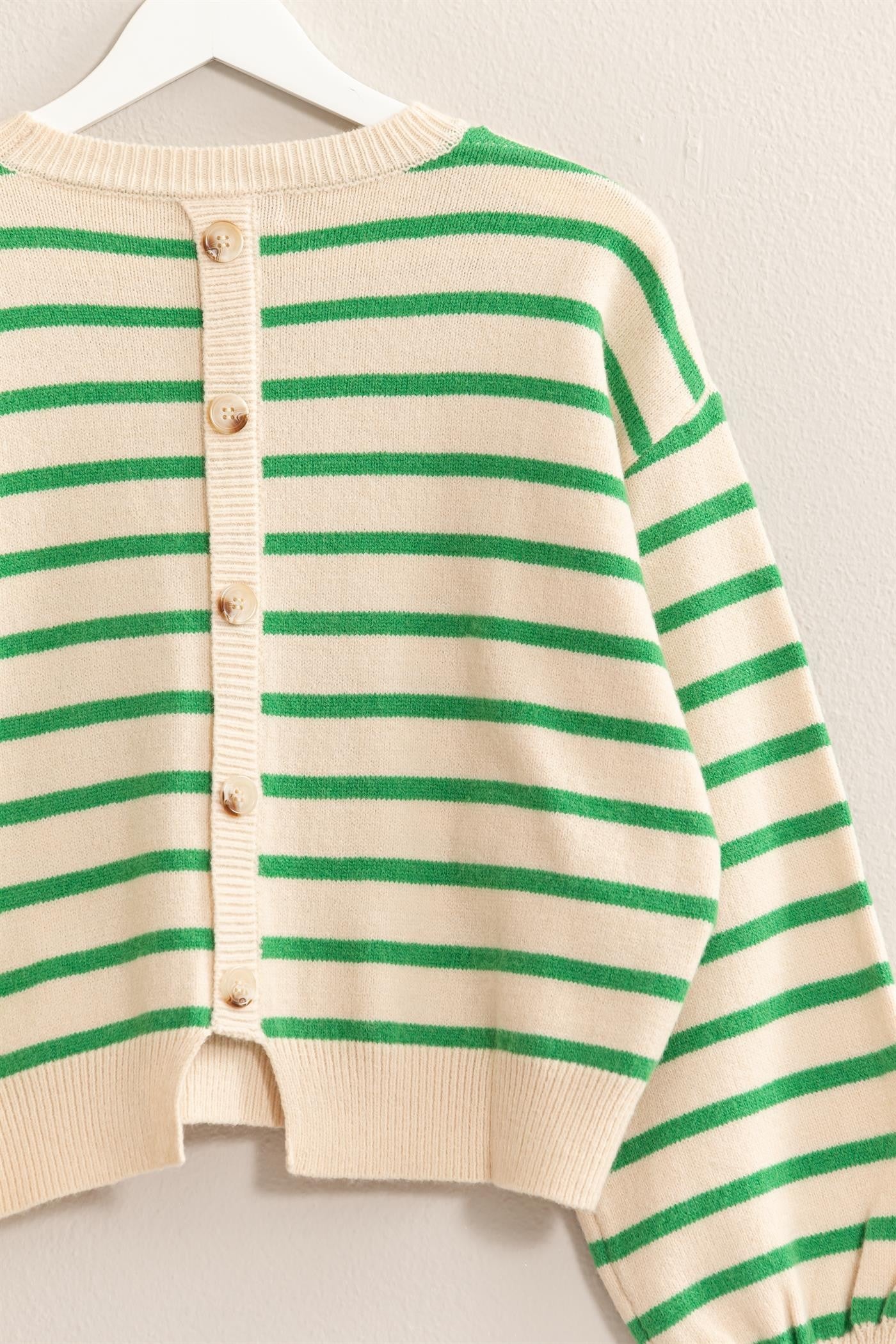 Lila Button Back Stripe Sweater