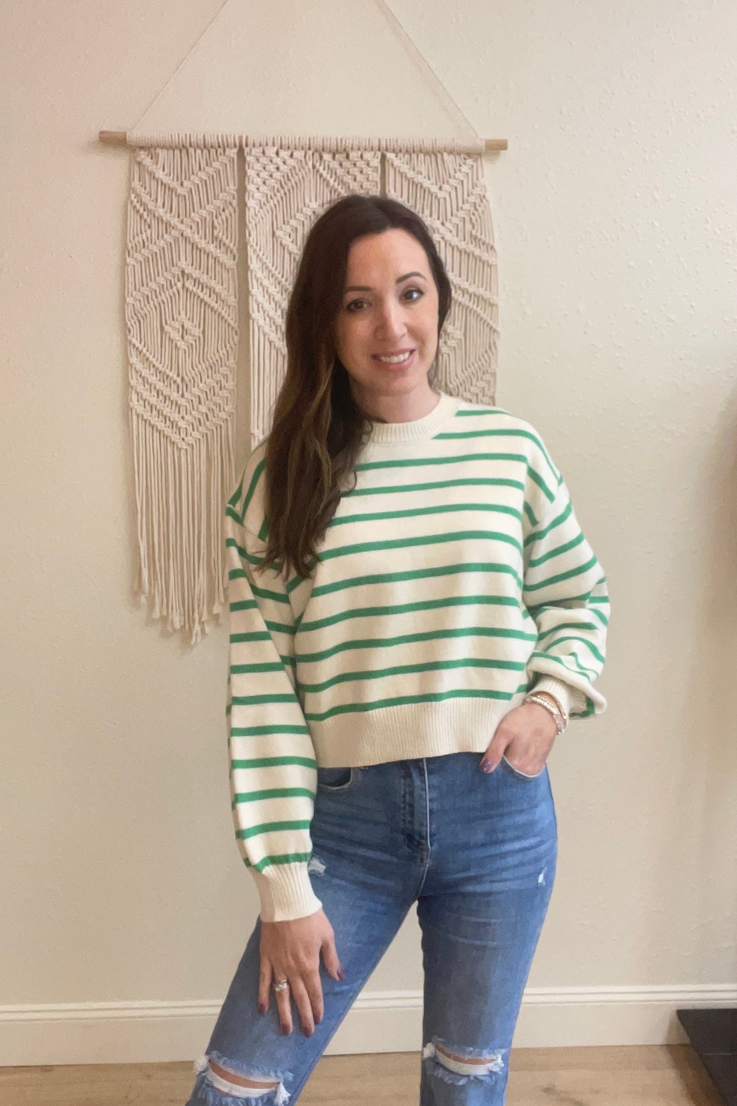 Lila Button Back Stripe Sweater