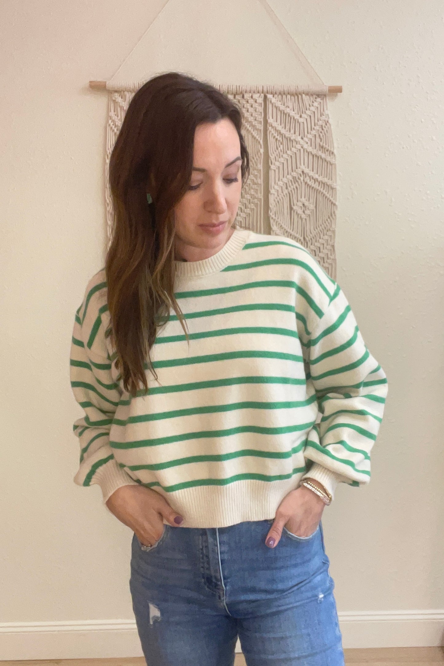 Lila Button Back Stripe Sweater