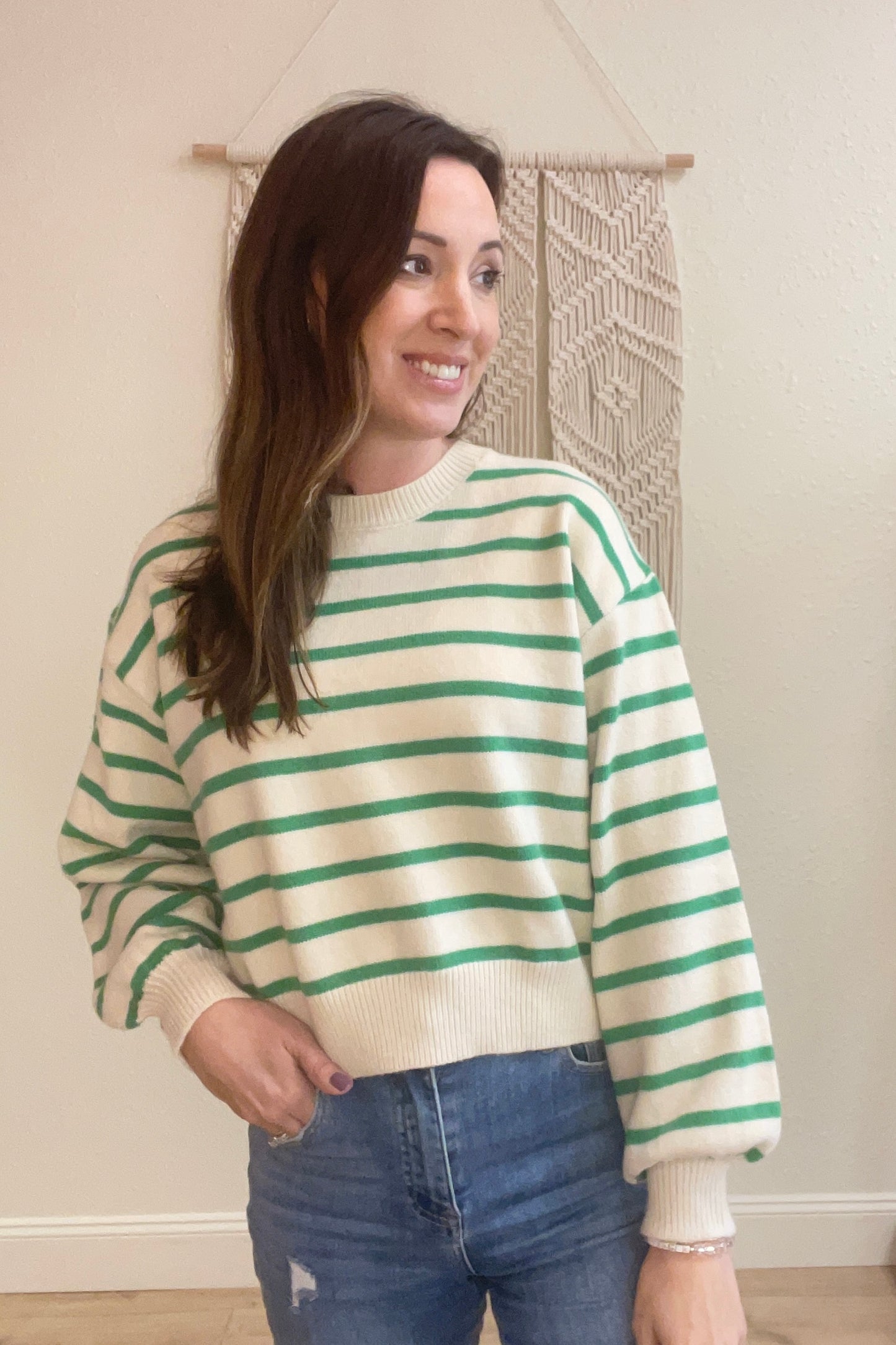 Lila Button Back Stripe Sweater