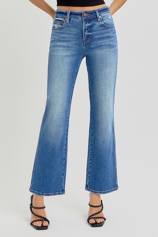 Risen High Rise Straight Leg Ankle Jeans