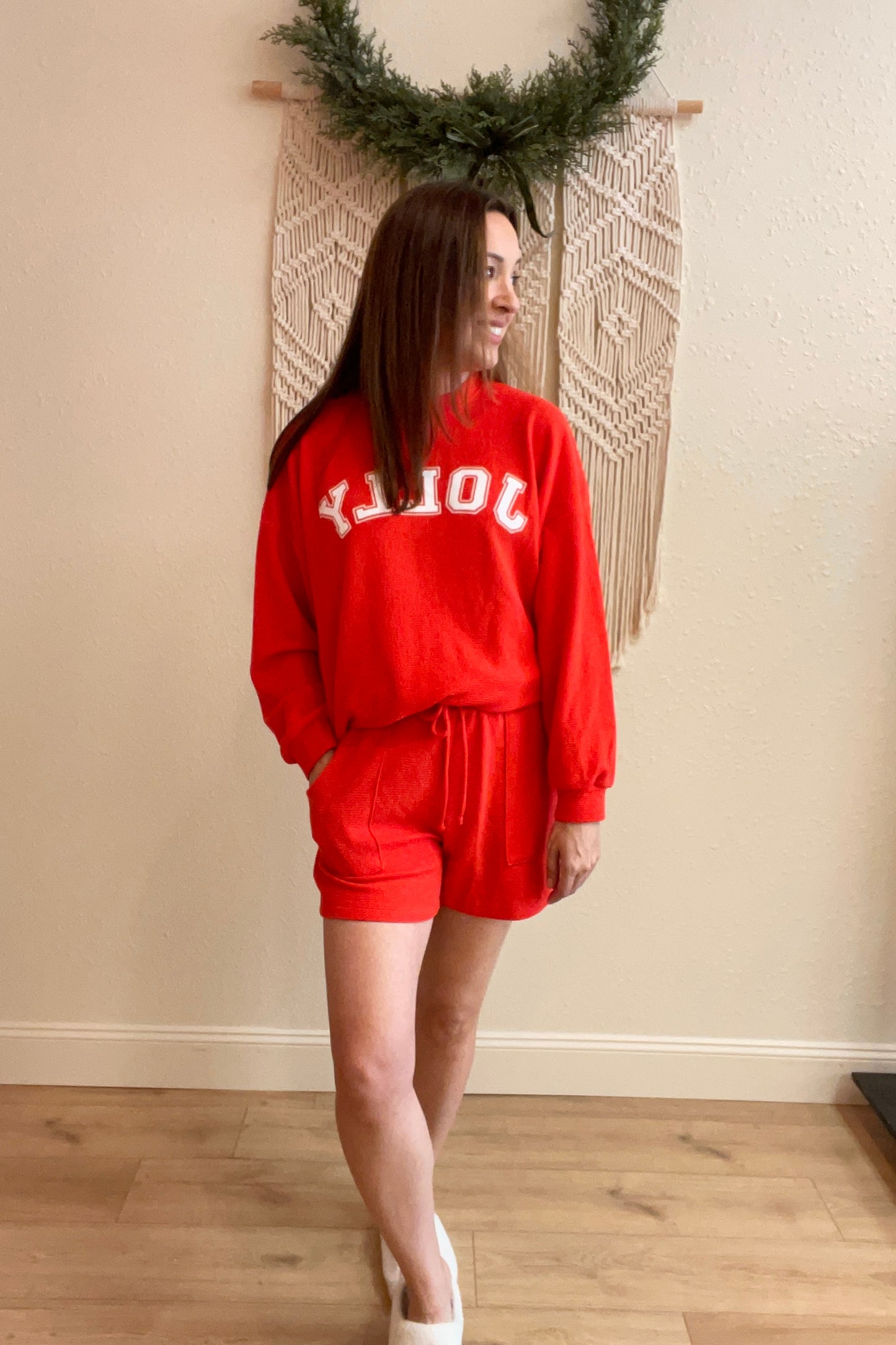 Red Cloud Knit Lounge Shorts