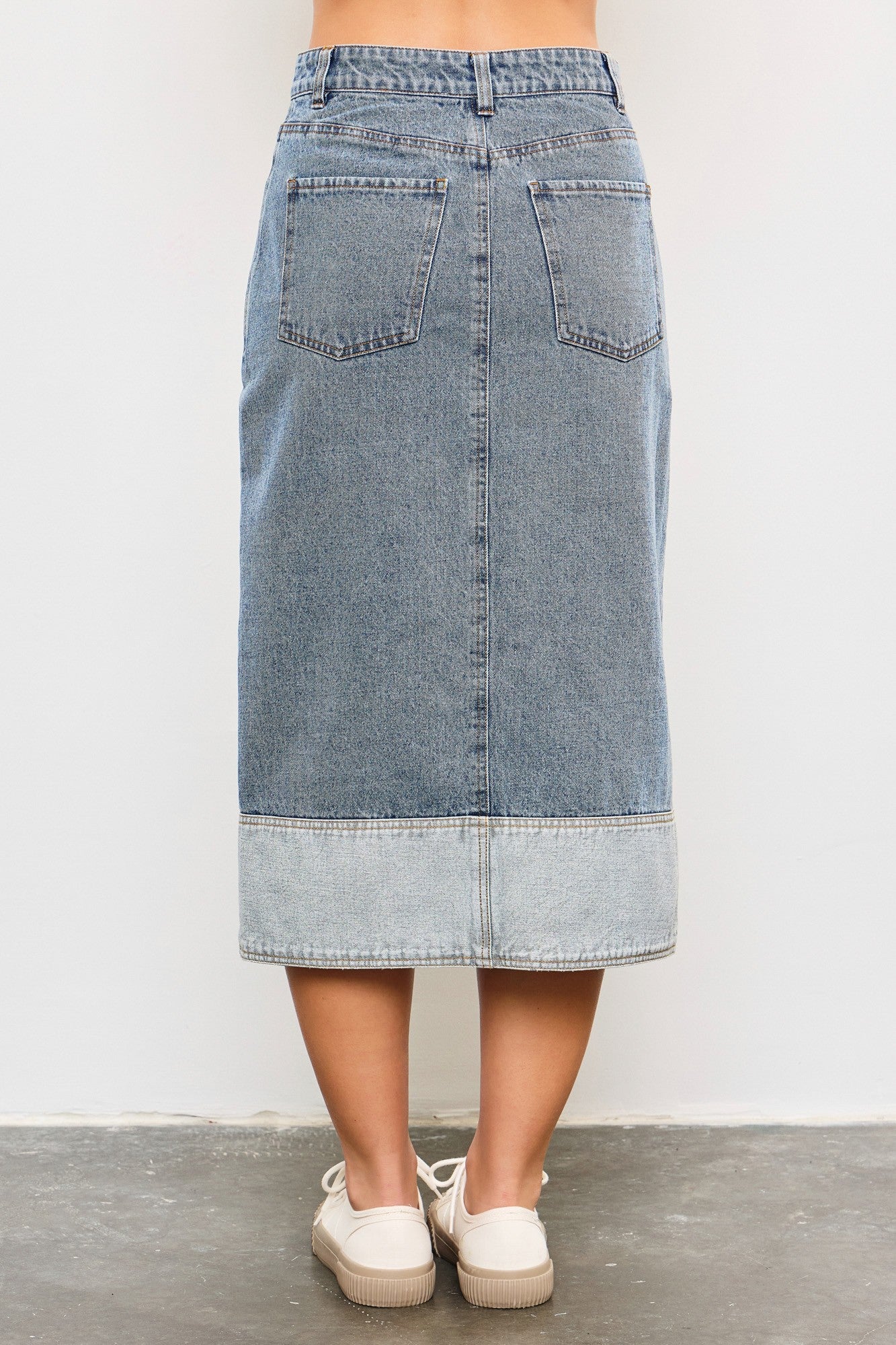 Claire Two Tone Denim Midi Skirt