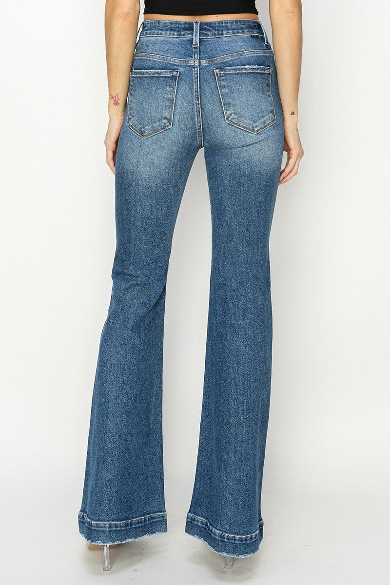 Risen High Rise Patch Pocket Flare Jeans