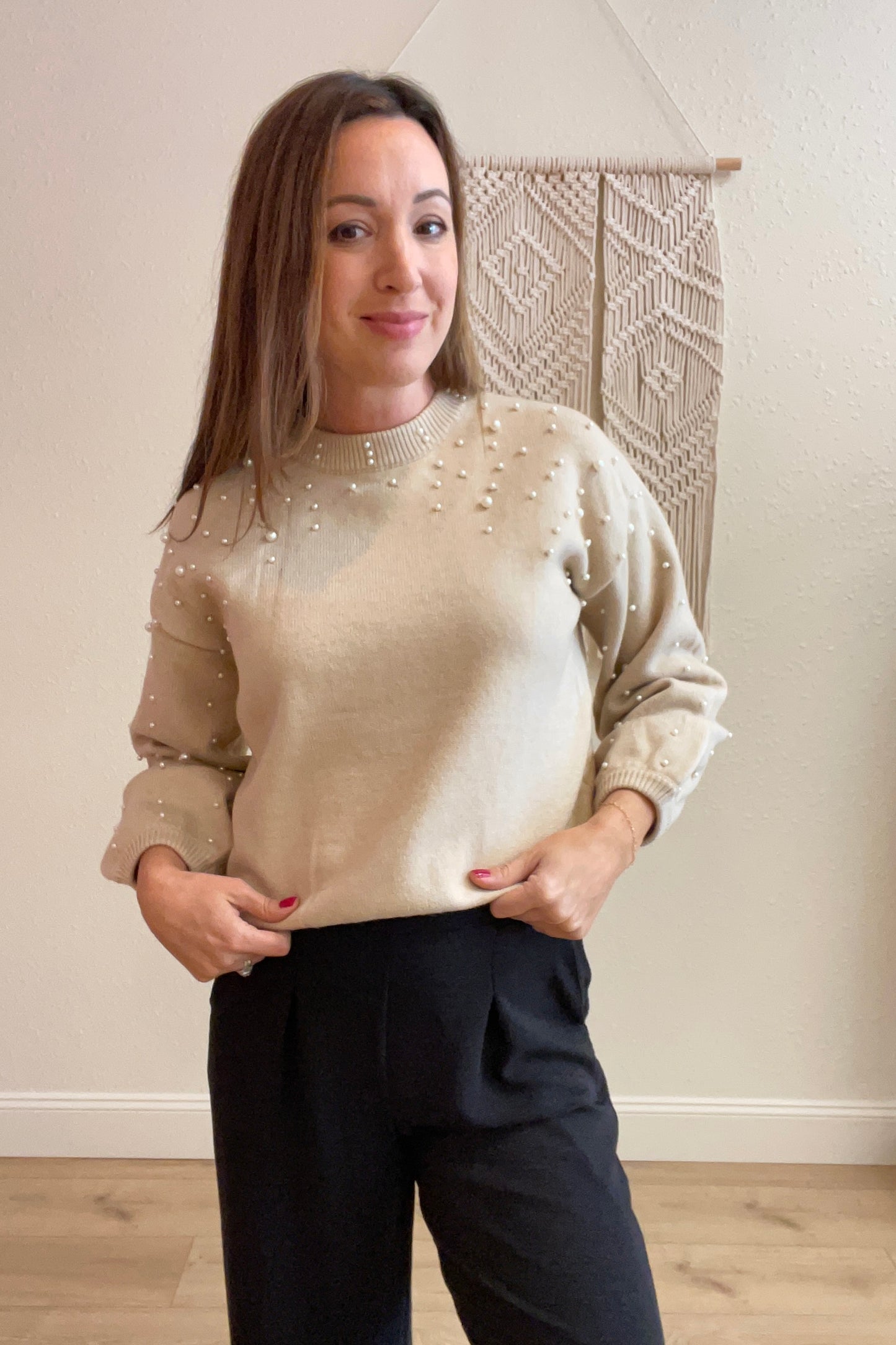 Chloe Pearl Embellished Sweater