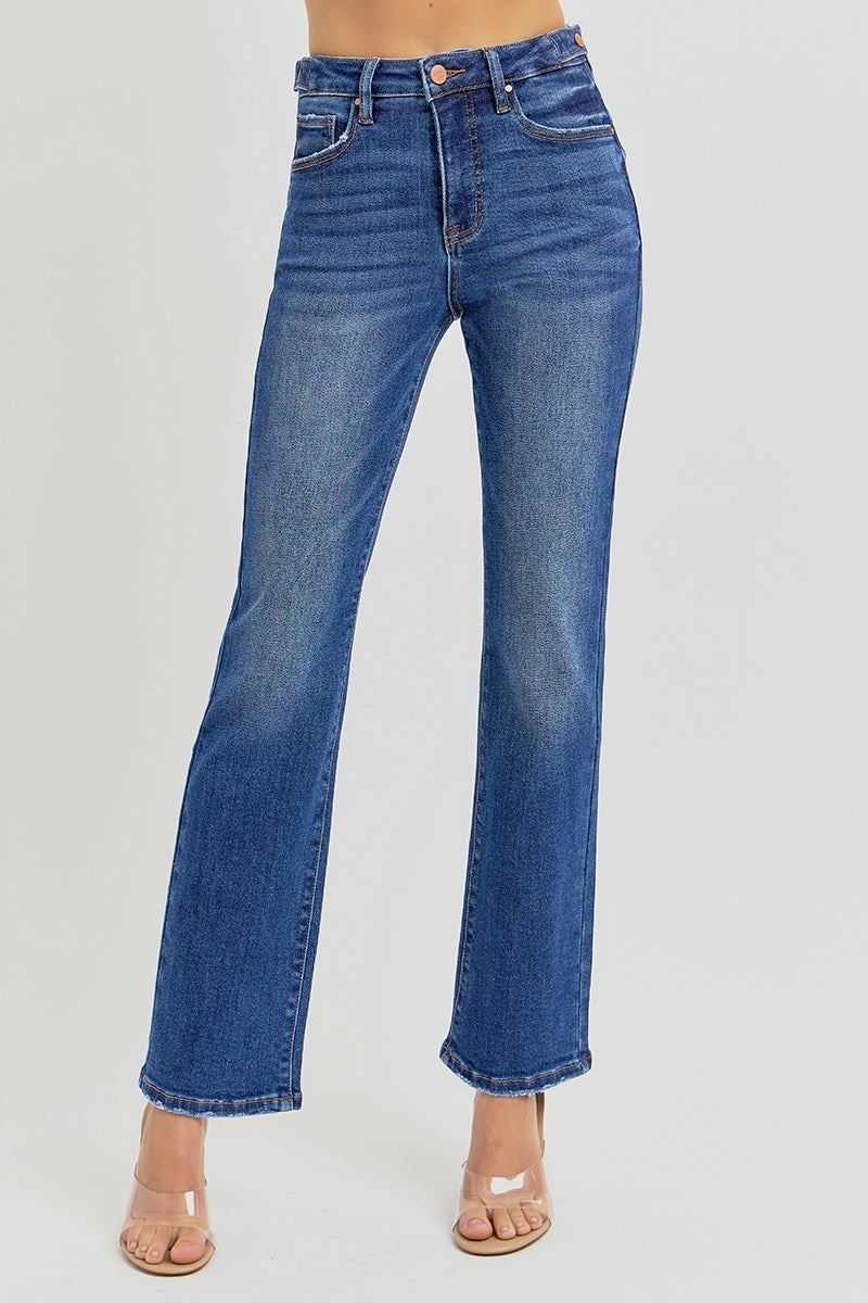 Risen High Rise Straight Leg Ankle Jeans