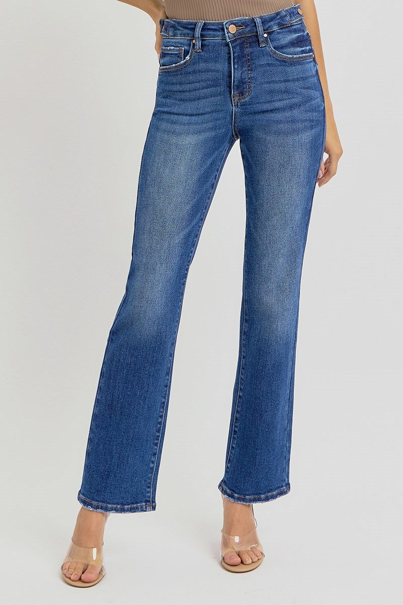 Risen High Rise Straight Leg Ankle Jeans