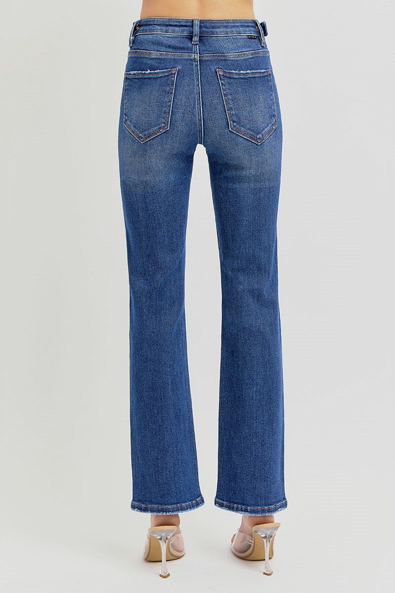 Risen High Rise Straight Leg Ankle Jeans