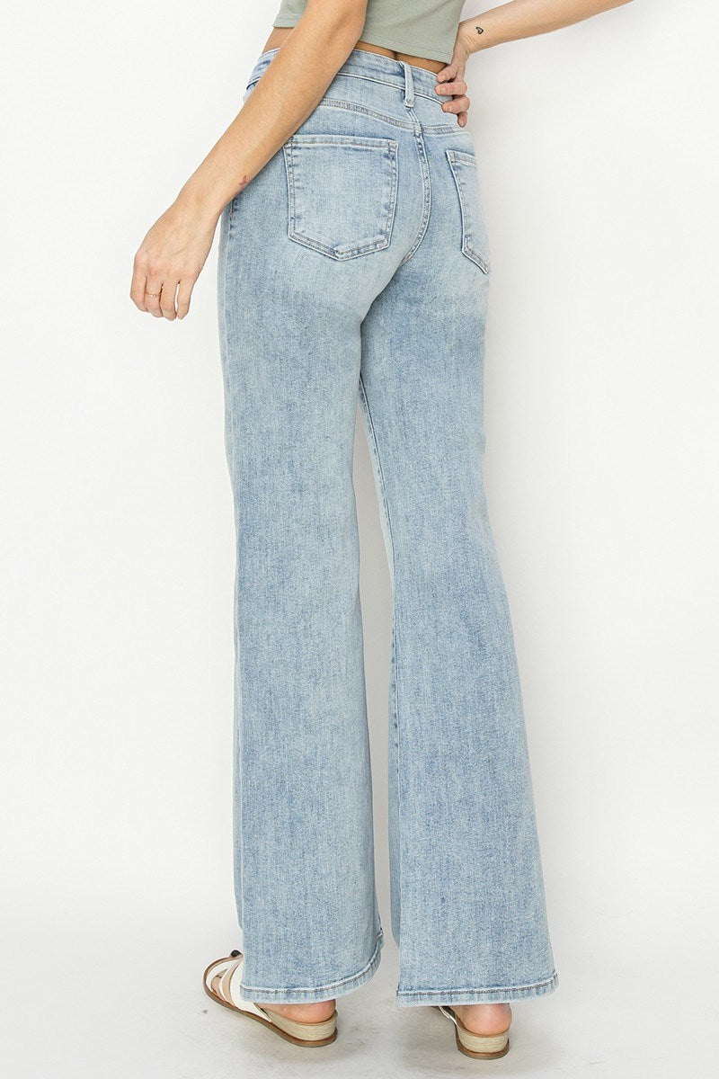 Risen High Rise Wide Leg Drawstring Jeans