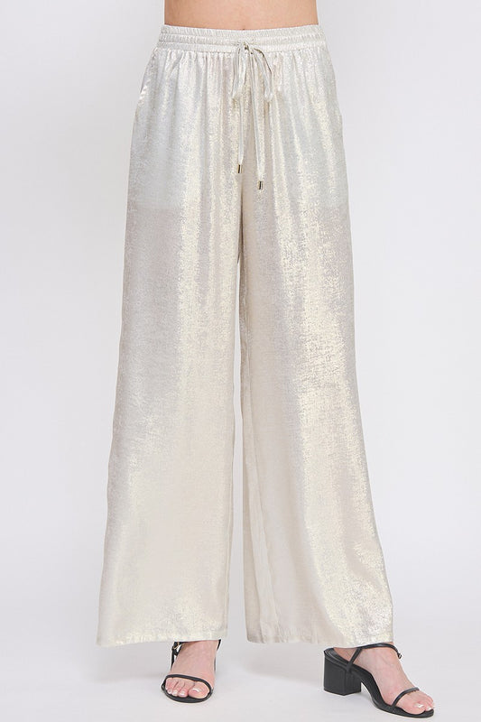 Gloria Silver Wide Leg Drawstring Pants