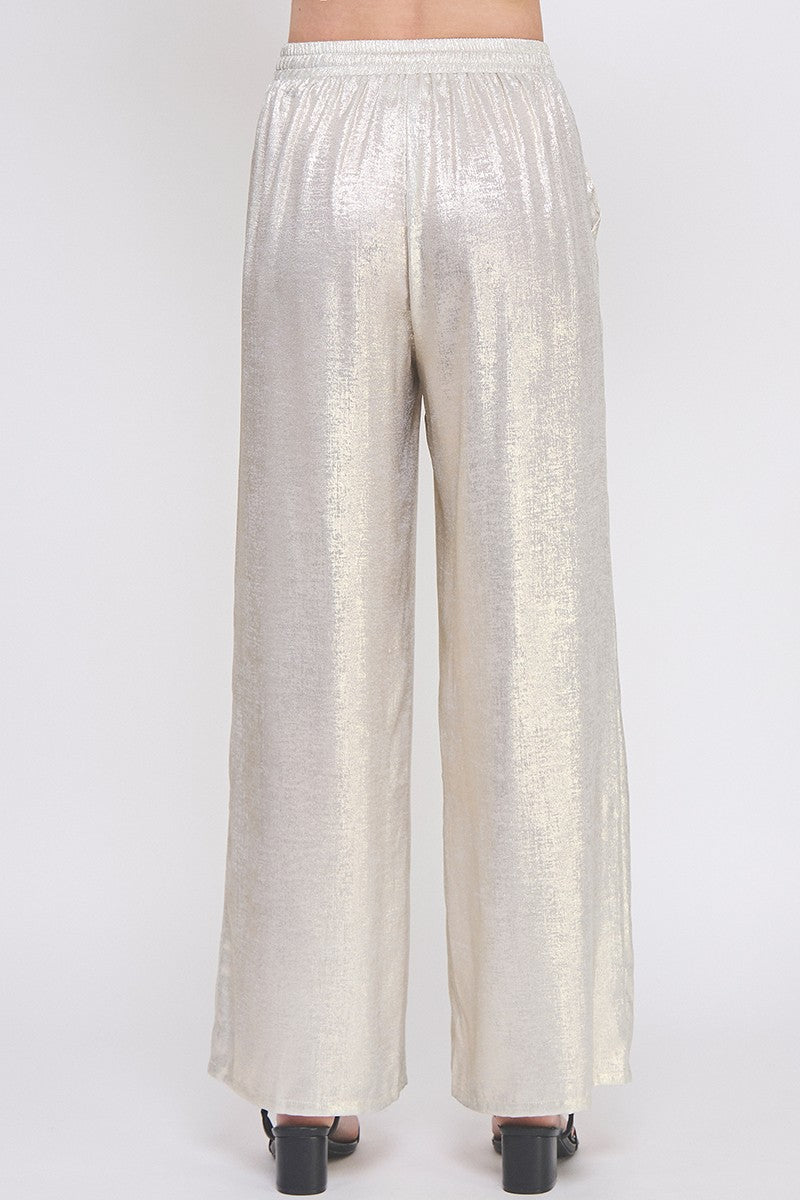 Gloria Silver Wide Leg Drawstring Pants