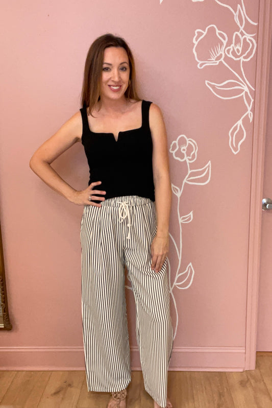 Jade Stripe Wide Leg Pants