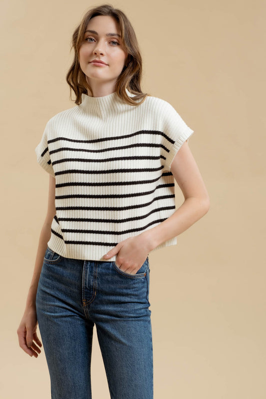 Miranda Short Sleeve Stripe Sweater