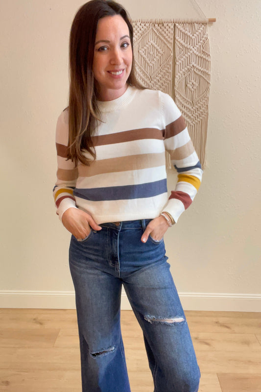 Rylee Rainbow Stripe Sweater