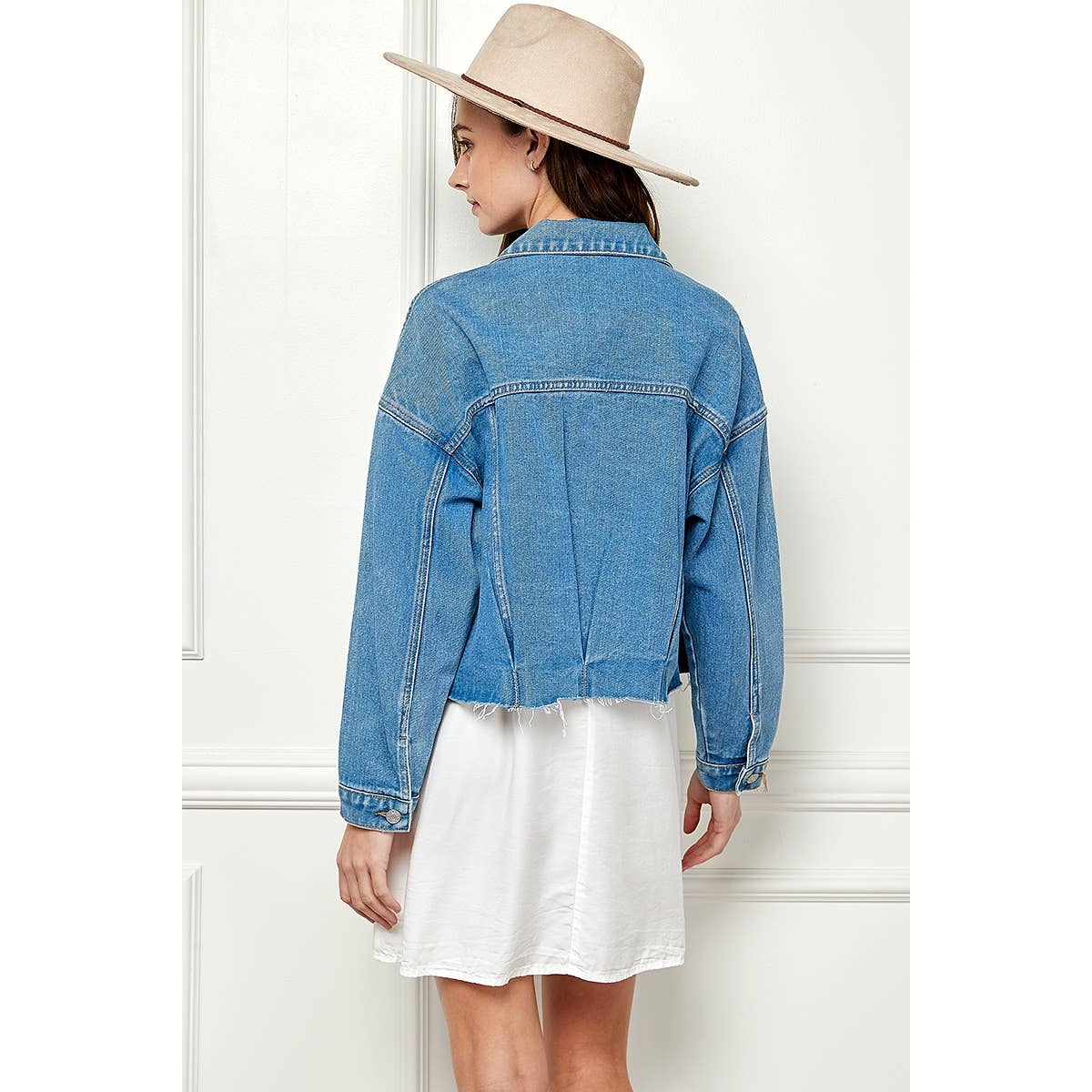 Jasmine Raw Hem Cropped Denim Jacket