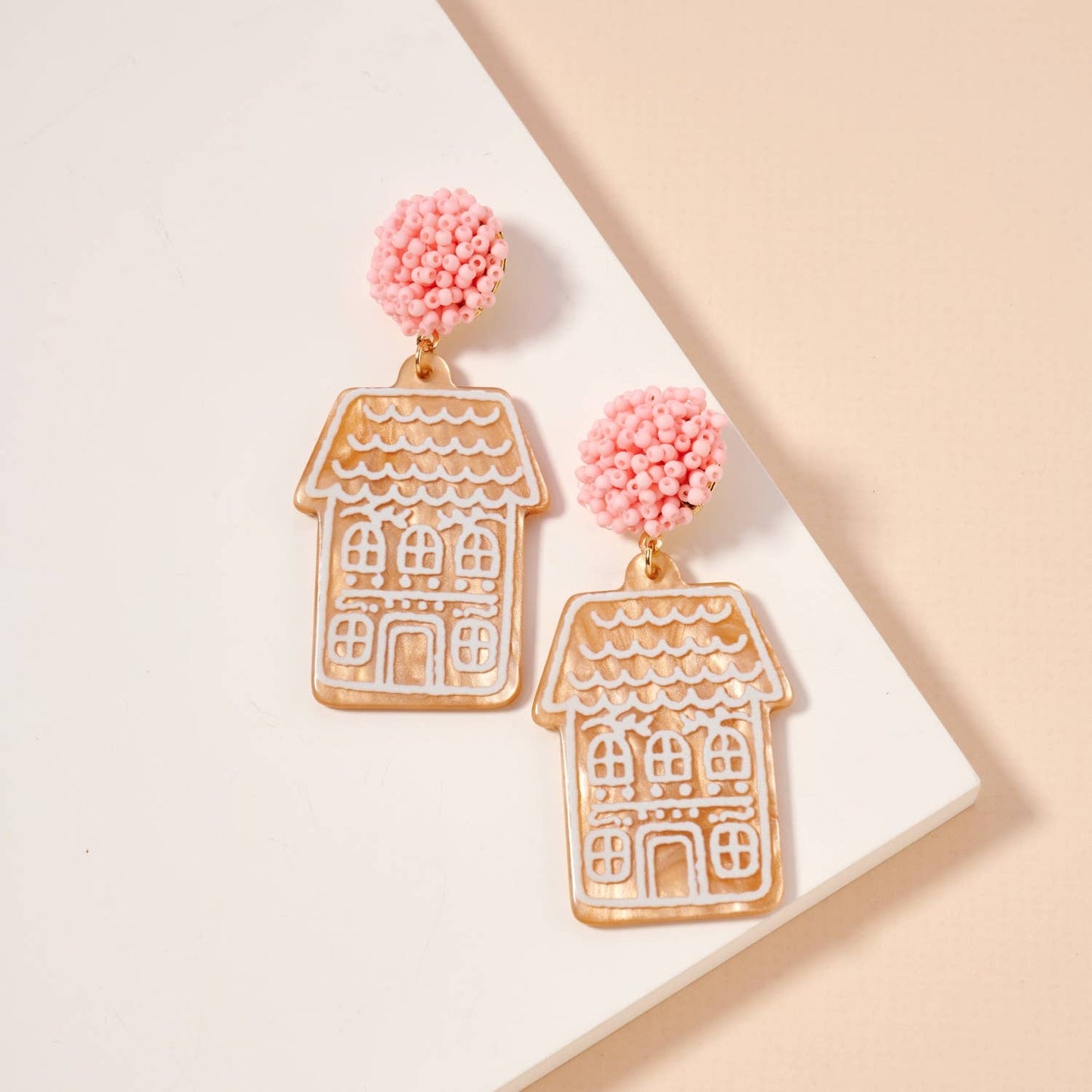 Christmas Gingerbread House Dangling Earrings