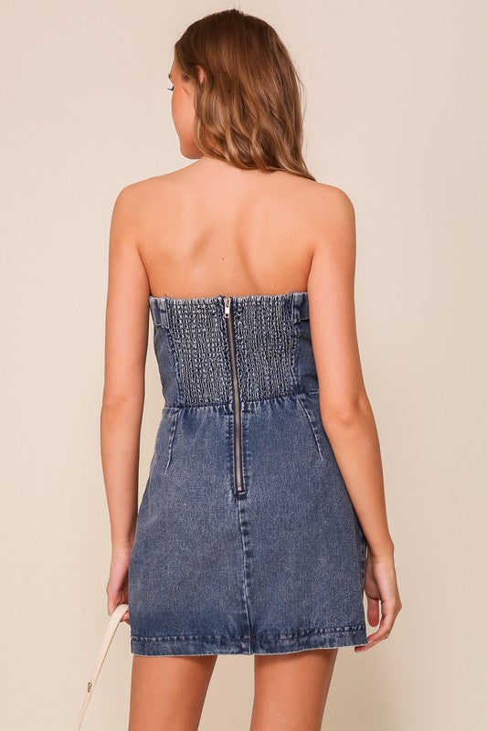 Marley Denim Strapless Mini Dress