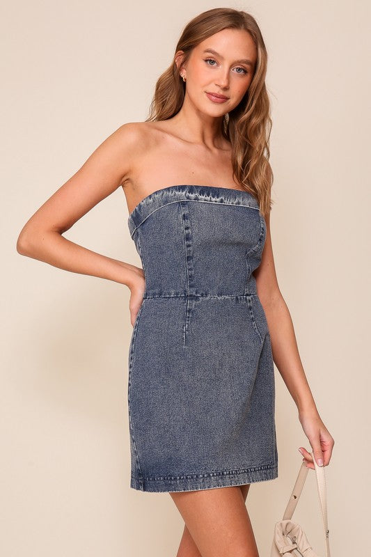 Marley Denim Strapless Mini Dress