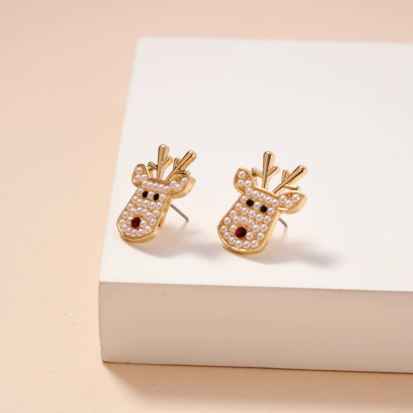 Christmas Rudolph Head Stud Earrings