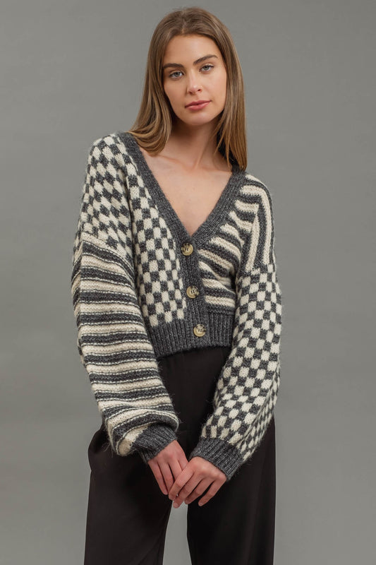 Caroline Checkered Cardigan Sweater