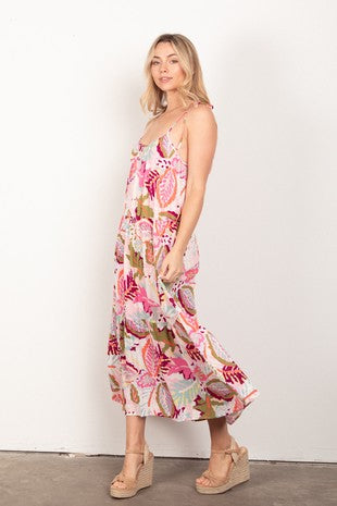 Stella Pink Tropical Print Midi Dress