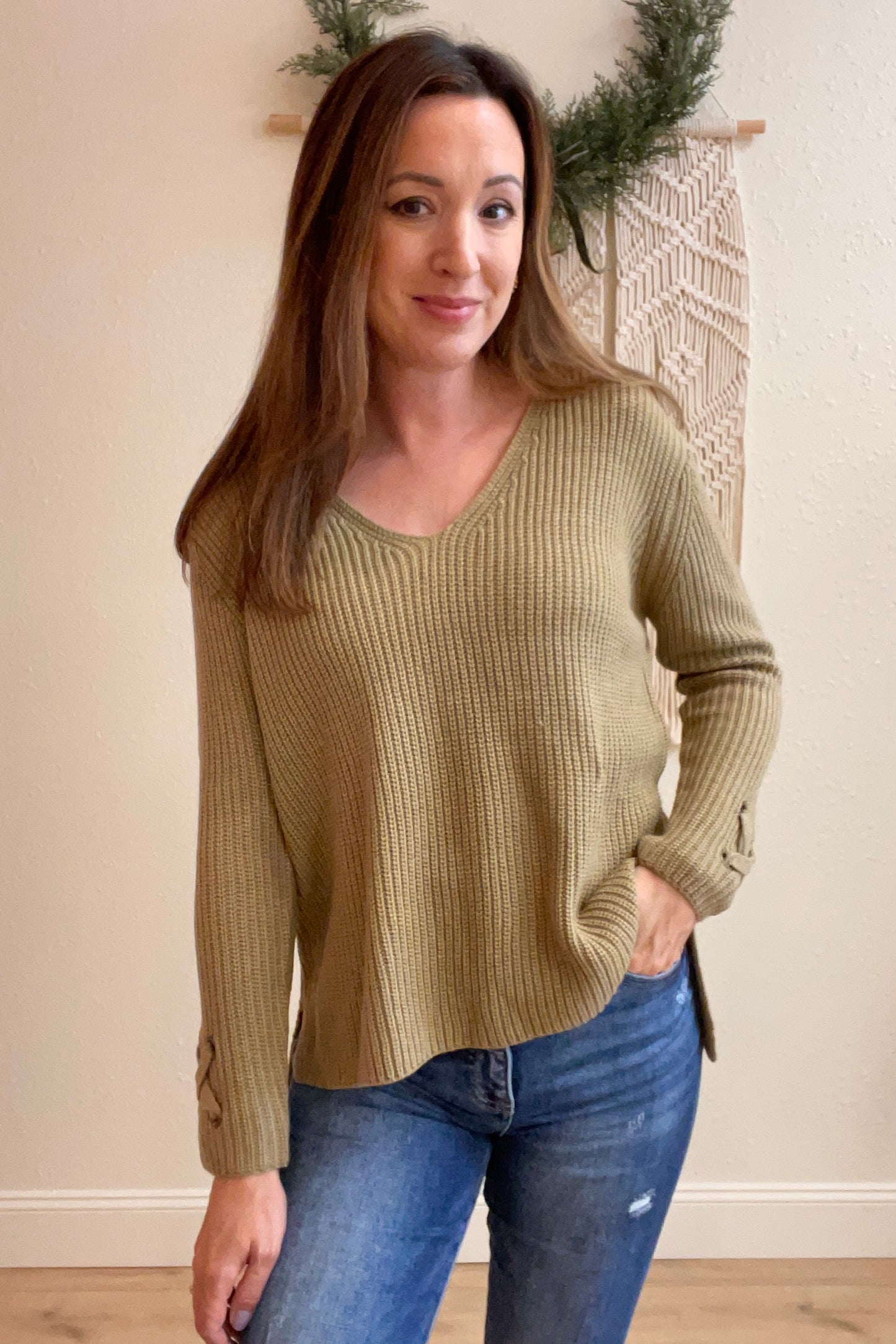 Felicity Tan V Neck Sweater