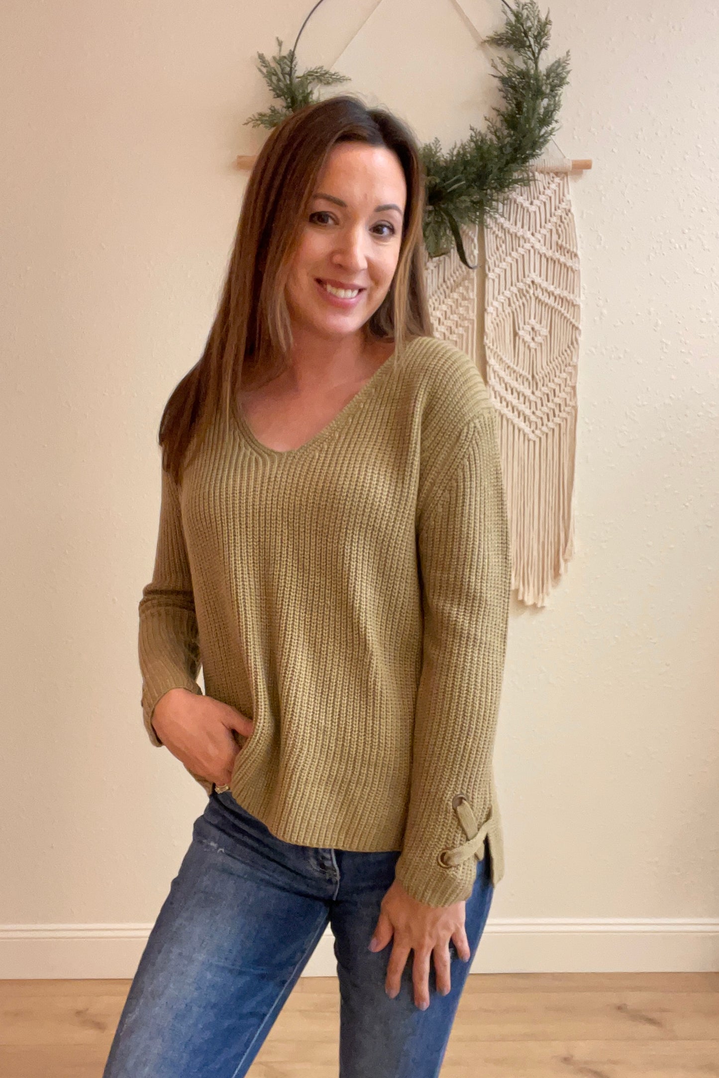 Felicity Tan V Neck Sweater