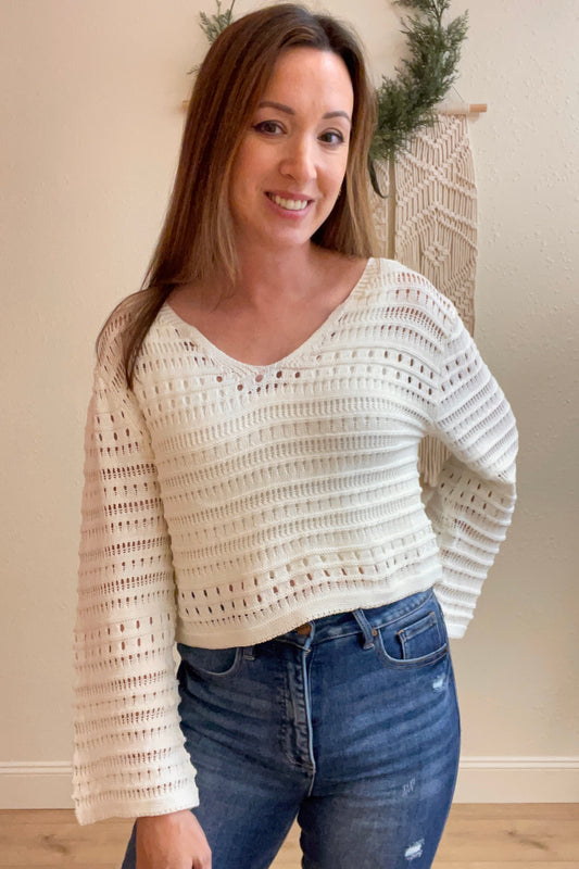 Brooklyn Open Weave Ivory Sweater